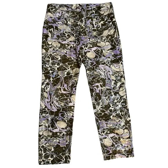 Pilcro The Wanderer Camo Multicolor Jeans Green Cream Purple Metallic Size 32T - Picture 4 of 16